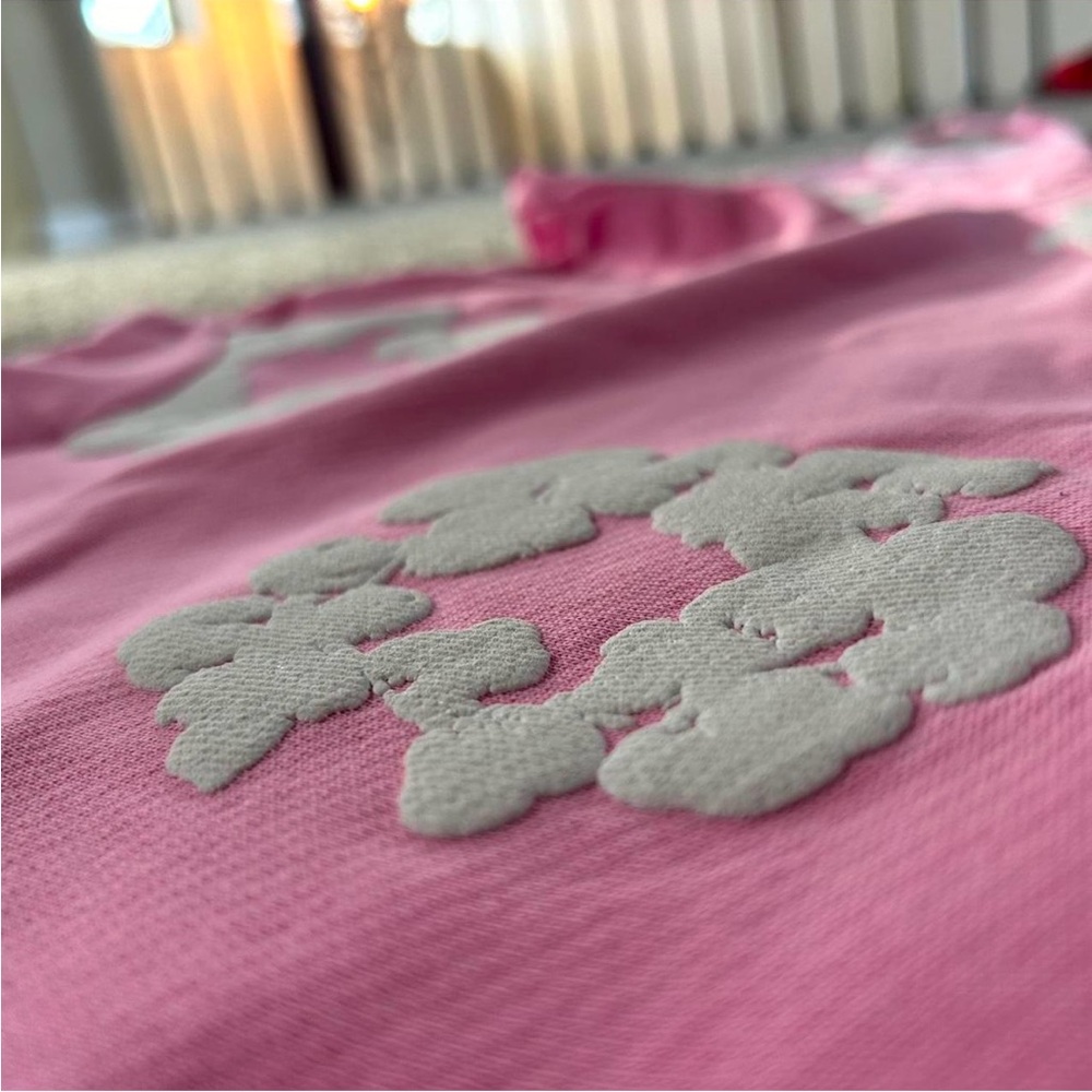 Pink denim tear hoodie